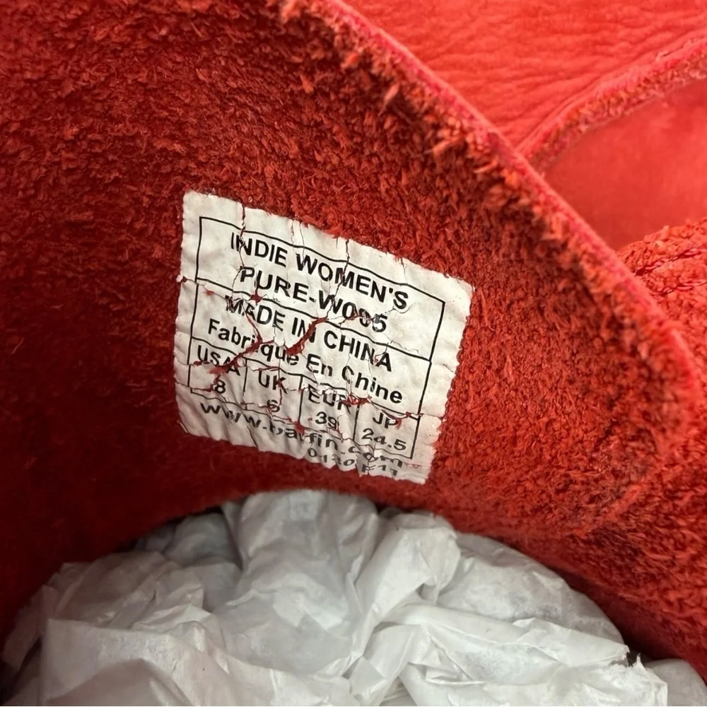 Baffin Boho Indie Red Suede Leather Fisherman Moccasin Boots Women’s Size 8 - Picture 8 of 8